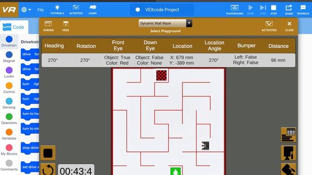 Vex code VR dynamic wall maze смотреть онлайн