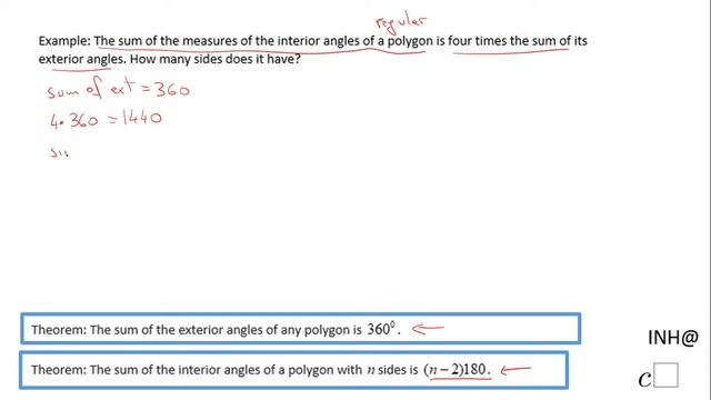 INH: Polygons: Regular Polygon: Interior And Exterior Angles