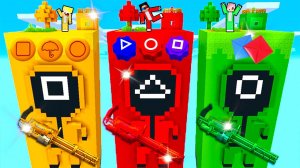 😬 ЧАНКИ КРАСНЫЙ СОЛДАТ vs ЗЕЛЁНЫЙ vs ЖЁЛТЫЙ В МАЙНКРАФТ! ШЕДИ ЛЕСКА НУБИК ИГРА В КАЛЬМАРА 2