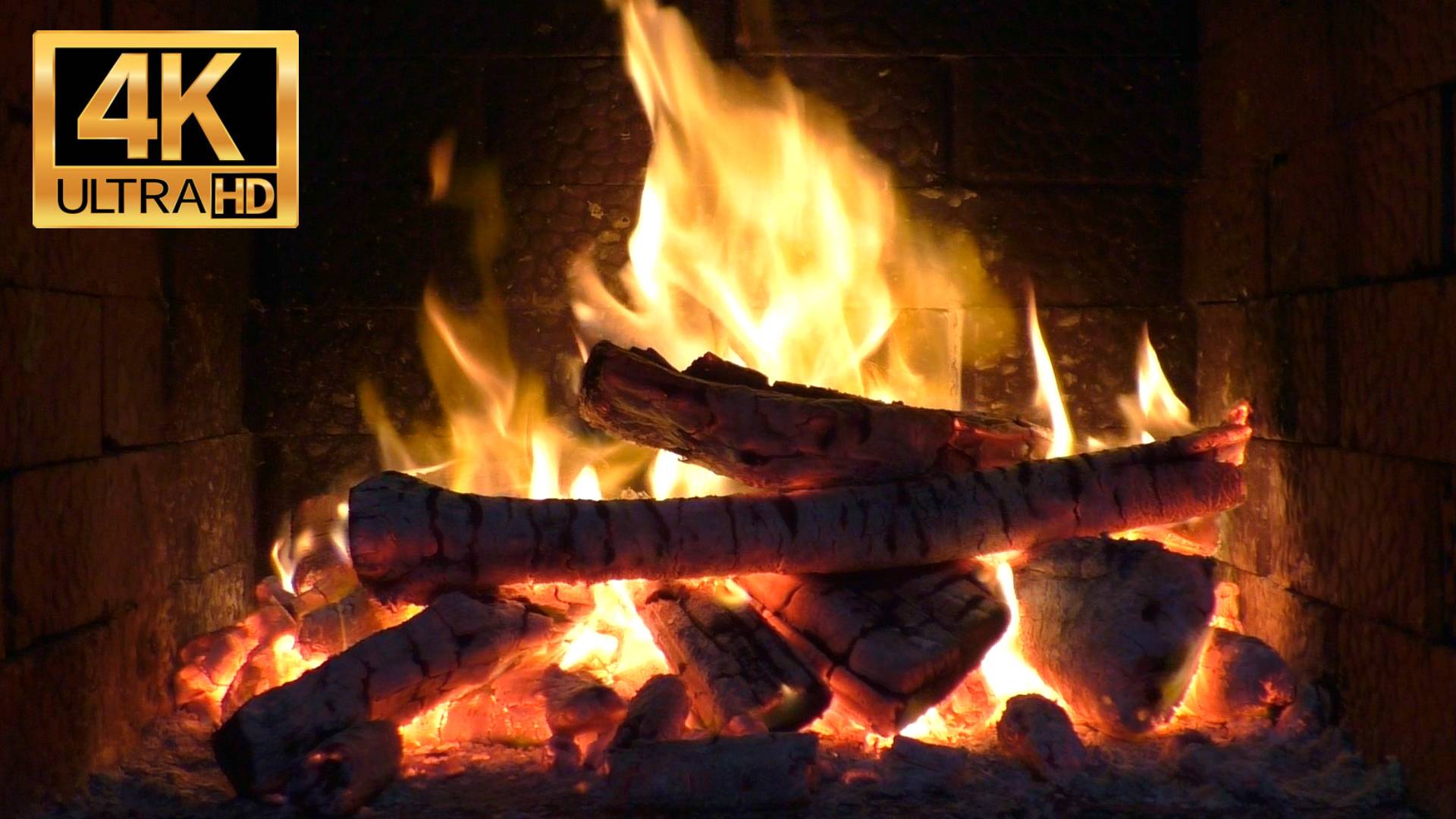 Камин 4К | Fireplace 4K. Живой Огонь. Звуки горящего камина