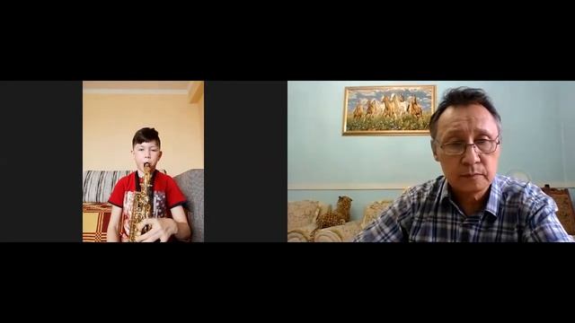 Дюсюпов Бекзат-саксафон. Онлайн урок преп. Сейсенов Е. О. Ученик 2 класса ДМШ №1 г У-ка ВКО. смотреть онлайн
