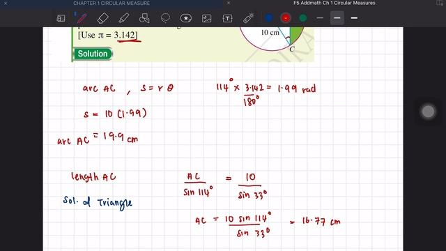 Addmath F5 (F4) Ch 1.1 Radian & 1.2 Arc Length Of A Circle (Part 2)