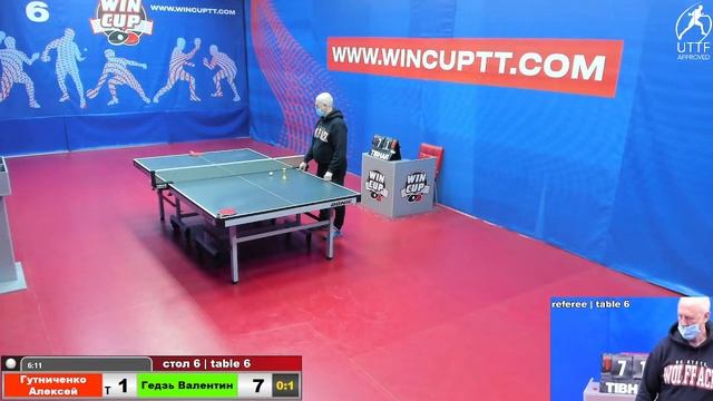 Гутниченко Алексей 0-3 Гедзь Валентин Турнир Восток 7 WINCUP 16.12.2021 Прямой эфир. Зал 6 смотреть онлайн