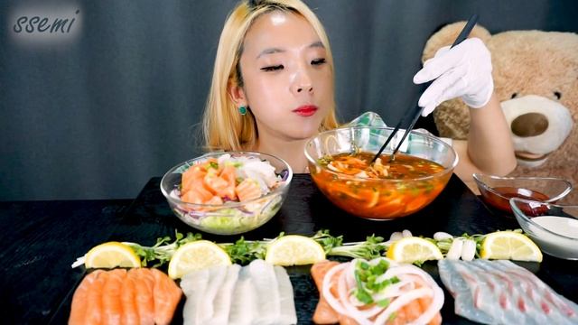 [Mukbang] 모듬회세트먹방 Raw Fish assorted sashimi salmon 🐟연어,광어,우럭,모듬회, 연어초밥, 물회, 회덥밥까지 seafood ASMR | 쎄미 смотреть онлайн