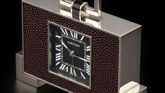 Cartier Stainless Steel Black Roman Dial Stingray Skin Desk Clock by www.watchcentre.com смотреть онлайн