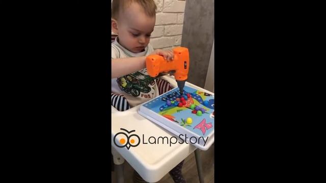 Развивающий конструктор с дрелью / шуруповертом LampStory 3D (193 детали + карточки) смотреть онлайн