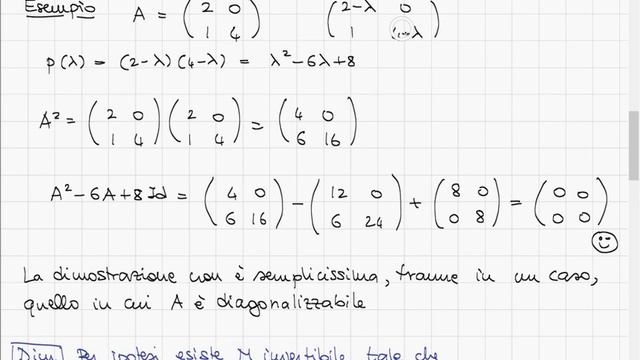 47 Teorema Hamilton-Cayley, Dimostrazione Caso Diagonalizzabile, Polinomio Minimo Forma Di Jordan.