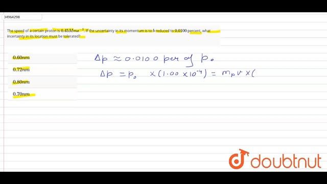 The speed of a certain proton is `0.45 Mms^(-1)`. If the uncertainty in its смотреть онлайн