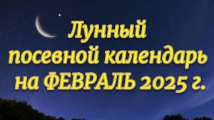 Лунный посевной календарь на ФЕВРАЛЬ 2025 г.