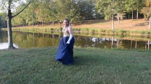 Transgender/crossdresser Gal Models Blue/gold dress at Richfield (NC) Park