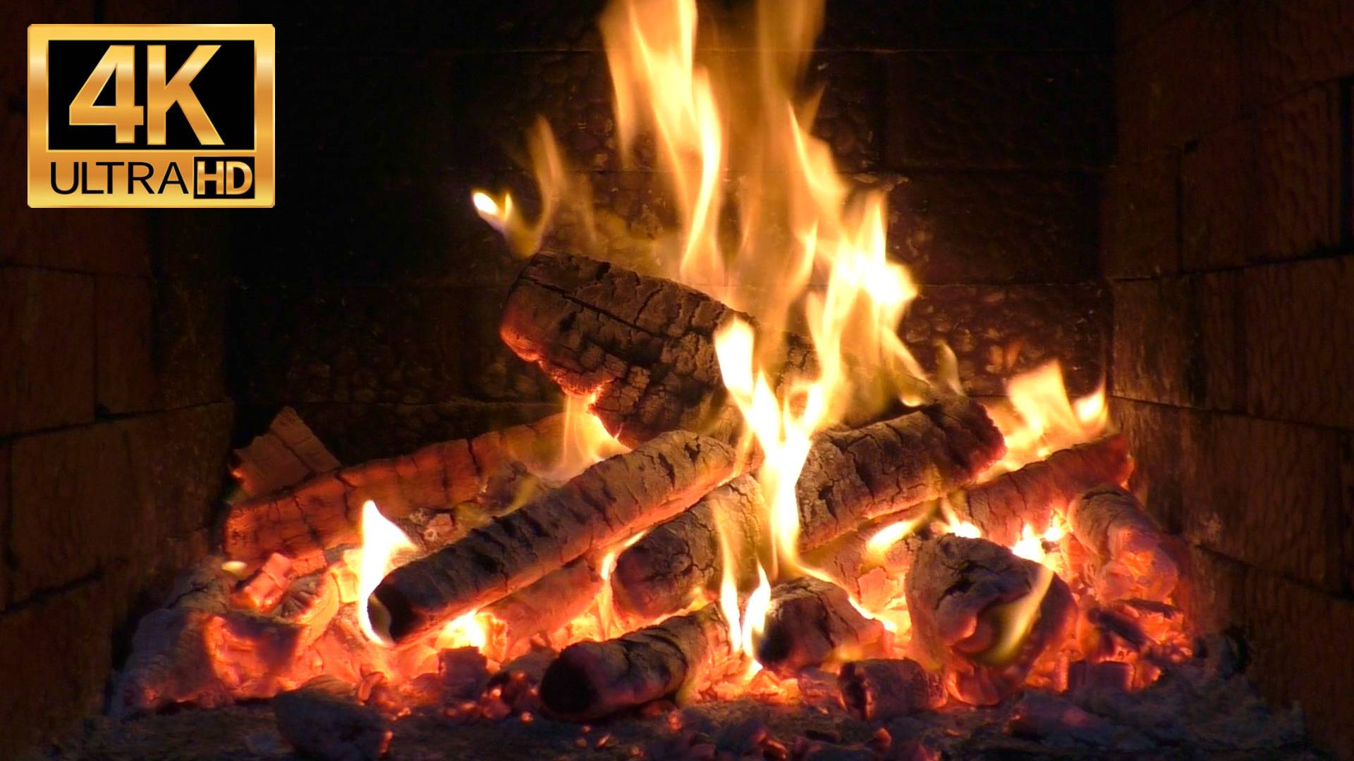 Камин 4К | Fireplace 4K. Уютный огонь в камине. Звук костра. Треск дров