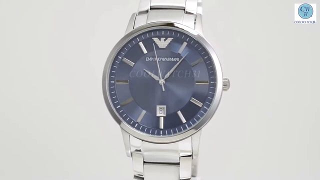 EMPORIO ARMANI AR2477 MENS WATCH CLASSIC SILVER BLUE エンポリオアルマーニ シルバー ブルー レビュー メンズ смотреть онлайн