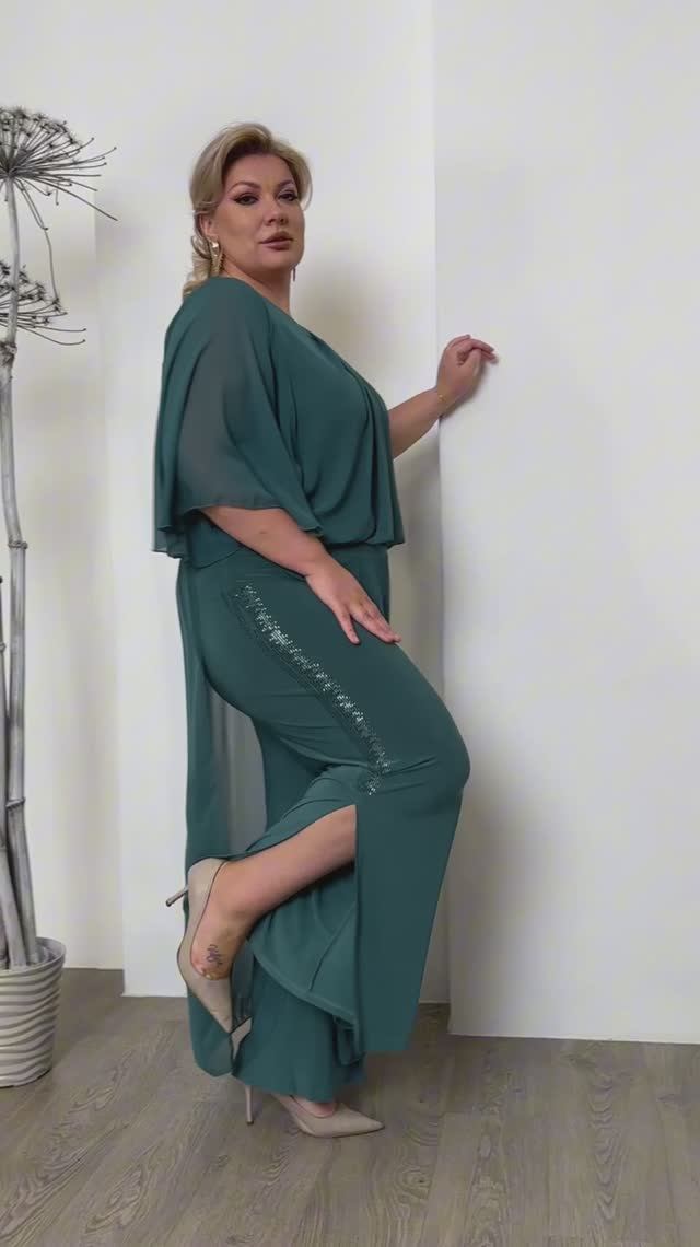 ✨ Костюм брючный обманка шифон темно-бирюзовый смотреть онлайн