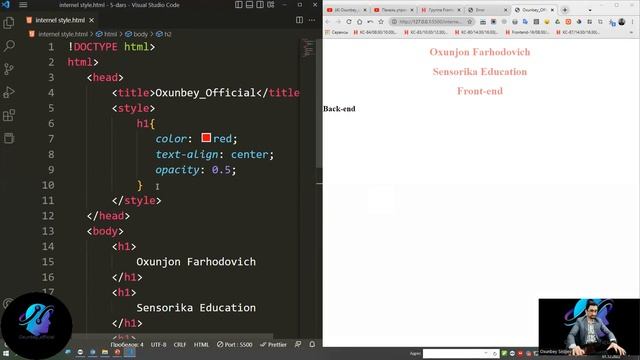 FRONT END | 5-dars | STYLE turlari | #oxunbey_official #sensorika #frontend #oxunbey #style #inline смотреть онлайн