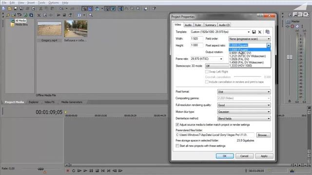 03  Свойства проекта  / Sony Vegas 11.0 для начинающих