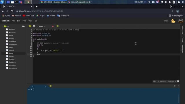 C Language: Print A Row Of N Question Marks With A Loop