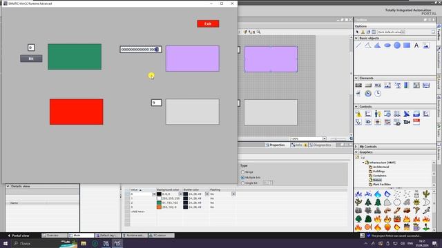 Multiple Bits, Range, Single Bit. Анимация в TIA Portal