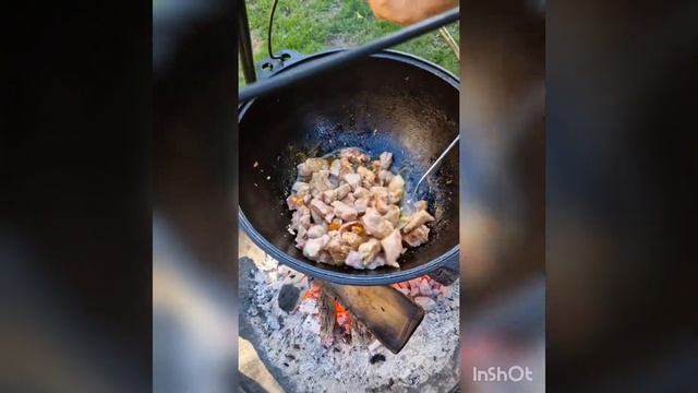 Pork stew in kazan pot. смотреть онлайн