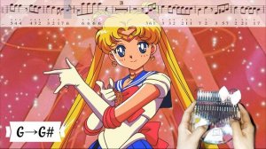 Sailor Moon OP Moonlight Densetsu kalimba tabs music sheet