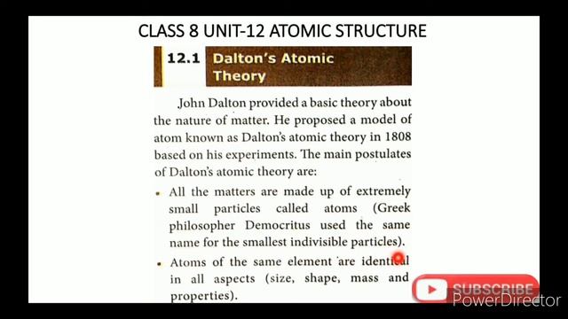 CLASS 8 SCIENCE UNIT-12 ATOMIC STRUCTURE PART-1 DALTON'S ATOMIC THEORY смотреть онлайн
