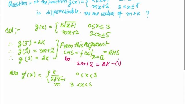 If the function g(x)={(k\sqrt(x+1),0is less than x equal to 3),(mx+2,3 is less than x equal to5,k+m смотреть онлайн