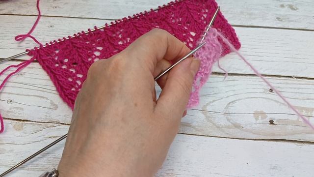 Ажурный узор спицами. смотреть онлайн