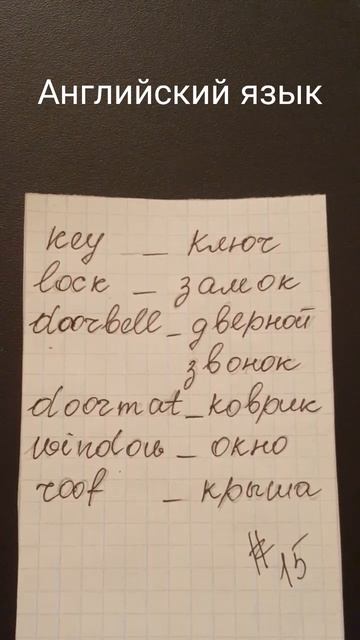 Английский язык. Слова key ключ,  doorbell дверной звонок,  doormat коврик