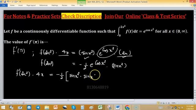 Leibniz integral rule for differentiation under the integral sign IIT JAM 2013 integral calculus смотреть онлайн
