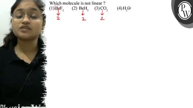 Which molecule is not linear?
(1) \( \mathrm{BeF}_{2} \)
(2) \( \ma... смотреть онлайн