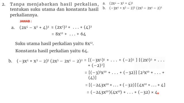 Asesmen 2 Polinomial Mat.Lanjut B (No.1-5) Hal.43 Buku PR Intan Pariwara Matematika Kelas 11A