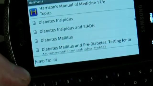 Harrison's Manual Of Medicine On The Sprint Android Samsung Moment