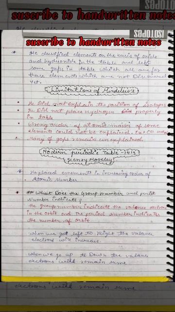 Free handwritten notes of class 10 ch5 periodic classification of elements/#class10 /#shorts /#note