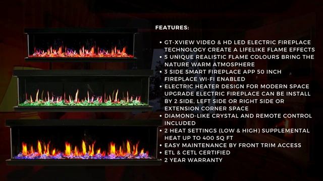 Litedeer Homes WarmCastle 72-inch 3 Side Smart Control Electric Fireplace ZEF72T смотреть онлайн