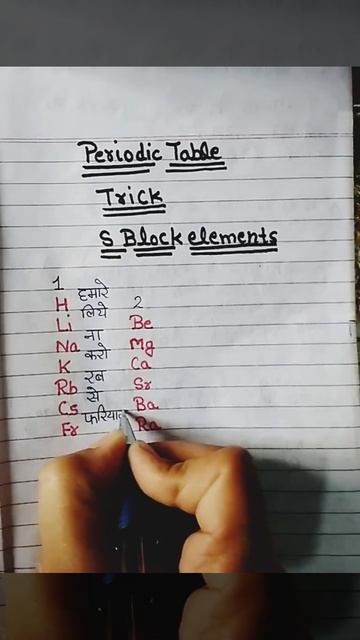 #Periodic Table Trick S Block Elements#short Video