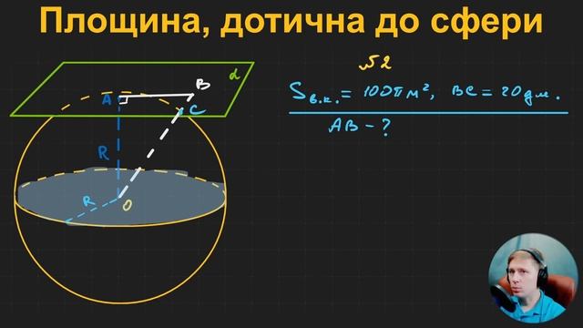 11Г2.9. Площина, дотична до сфери