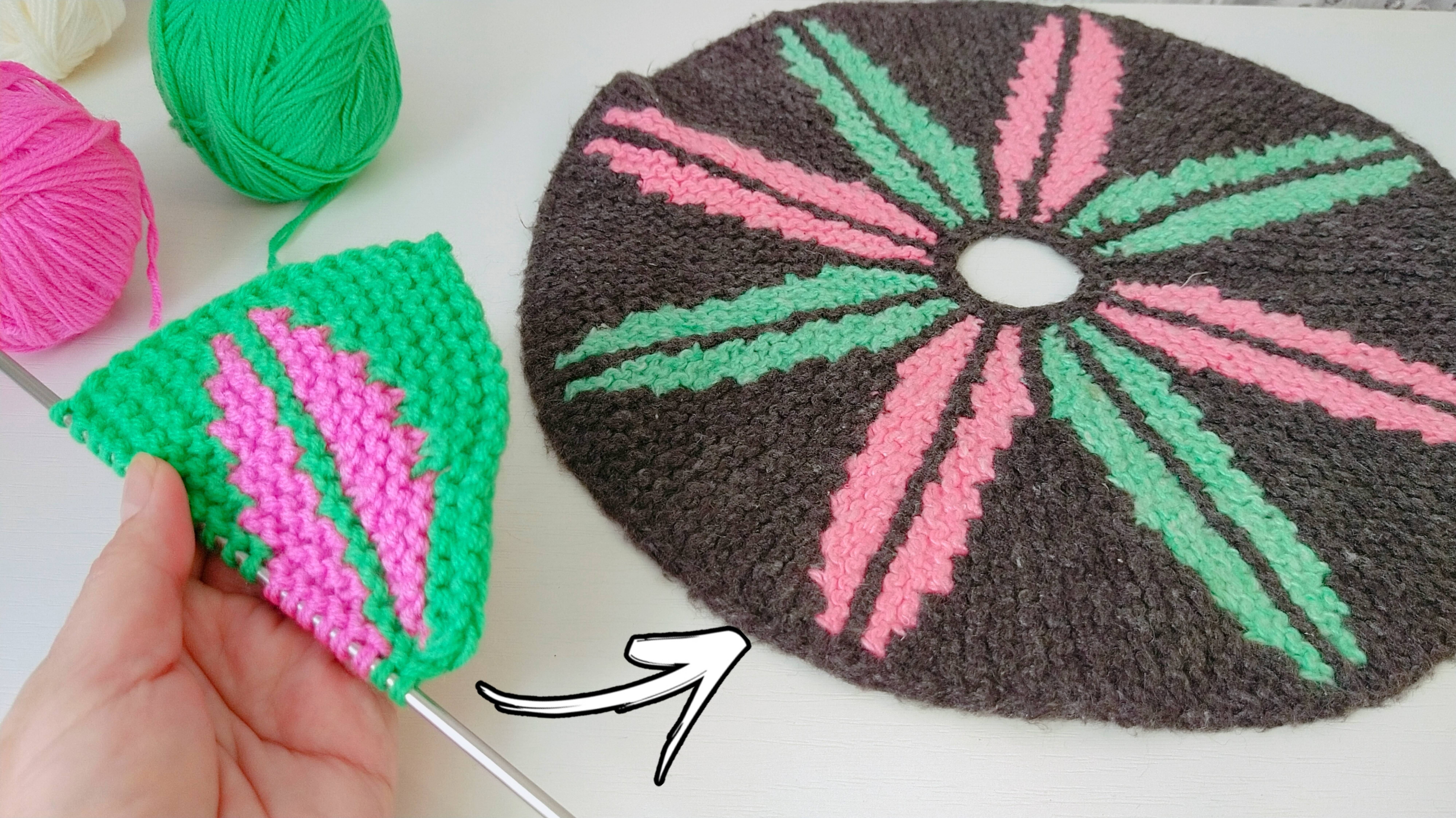 Круглая СИДУШКА спицами смотреть онлайн