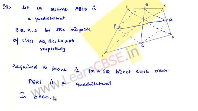 Line Segments Joining The Mid-points Of The Opposite Sides Of A Quadrilateral Bisect Each Other