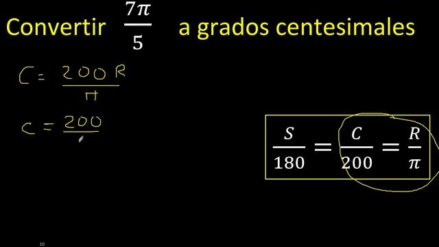Convertir 7π/5 a grados centesimales , radianes a centesimales, radian centesimal, 7pi/5 смотреть онлайн