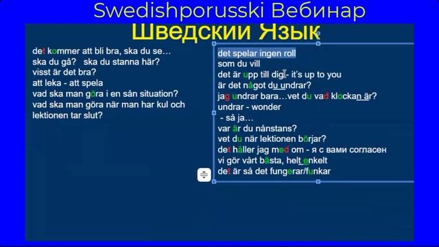 Шведский Язык Онлай урок Вебинар 010 Часть 3 из 4 смотреть онлайн