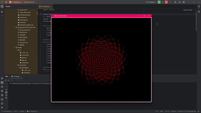 Создание графической линии PyCharm Python Turtle смотреть онлайн