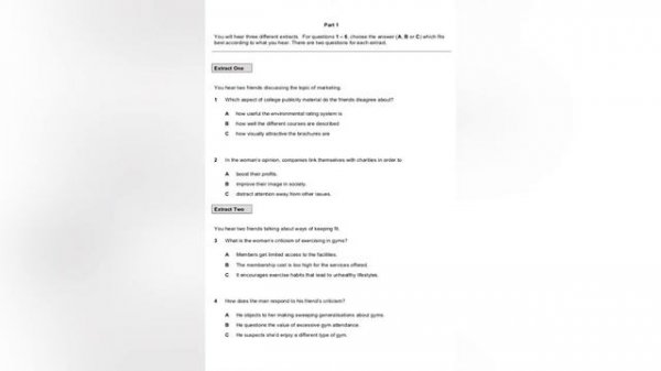 C1 Advanced Listening test 1 - Task 1 with answer keys