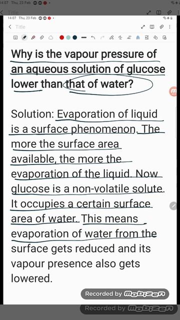 Why is the vapour pressure of an aqueous solution of glucose lower than that of water? смотреть онлайн