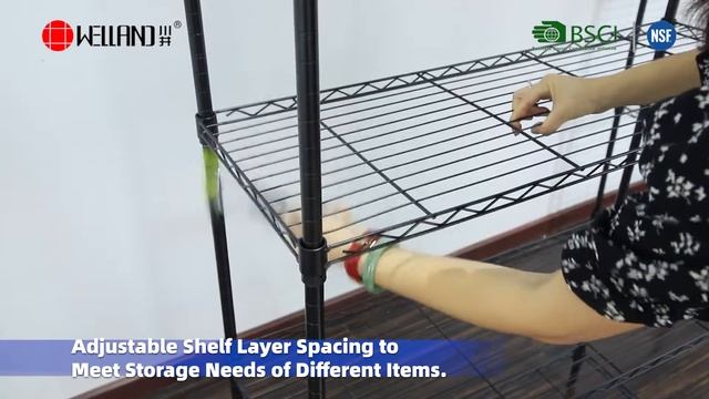 Adjustable 3 - 4 - 5 tiers home storage black wire shelving rack organizer смотреть онлайн
