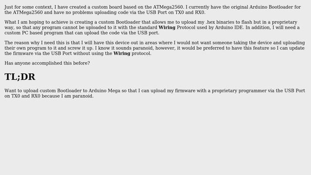 Arduino: How to create custom bootloader with accompanying program loader for ATMega2560? смотреть онлайн