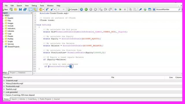LEARN MQL5 TUTORIAL BASICS - 60 SIMPLE DYNAMIC SELL POSITION SIZE смотреть онлайн