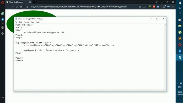Ellipse and Polygon tags | HTML5 part 12 (SVG Part 4) смотреть онлайн