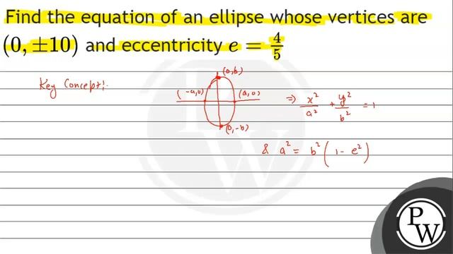 Find the equation of an ellipse whose vertices are \( (0, \pm 10) \) and eccentricity \( e=\frac... смотреть онлайн