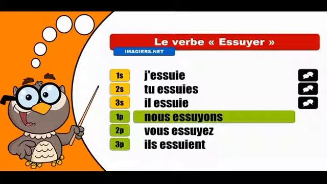 Изучение французского языка сопряжения # Essuyer Indicatif Présent смотреть онлайн