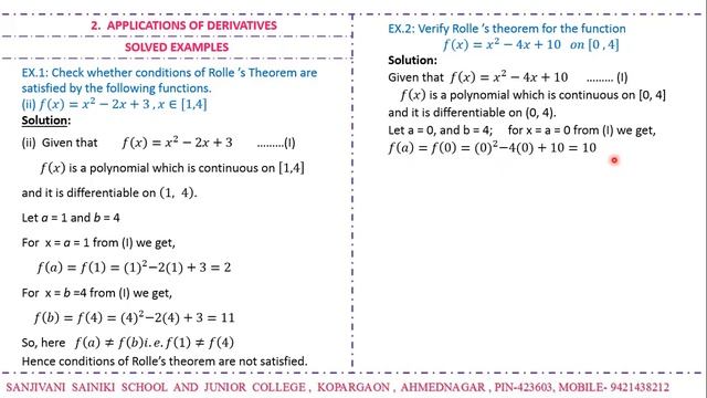 Part-II  Applications of Derivatives (Lecture-9)