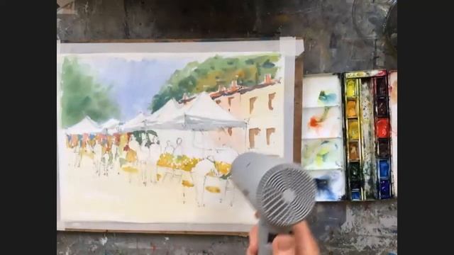 painting a French street market, by Mike Willdridge смотреть онлайн